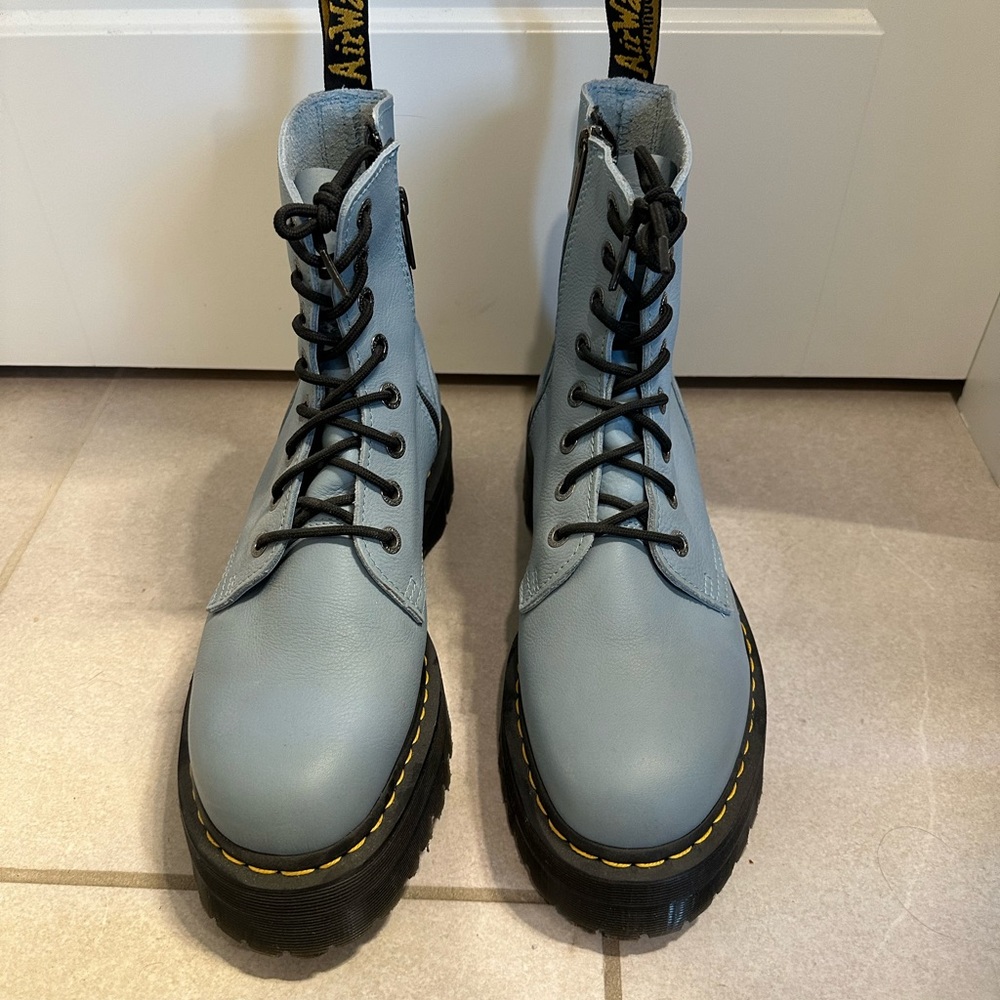 Dr. Martens Blue Lace-Up Boots with zipper